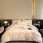 Luxury Flowers Embroidery Bedding Set by Decobites: Duvet, Sheet, Pillowcases 4Pcs