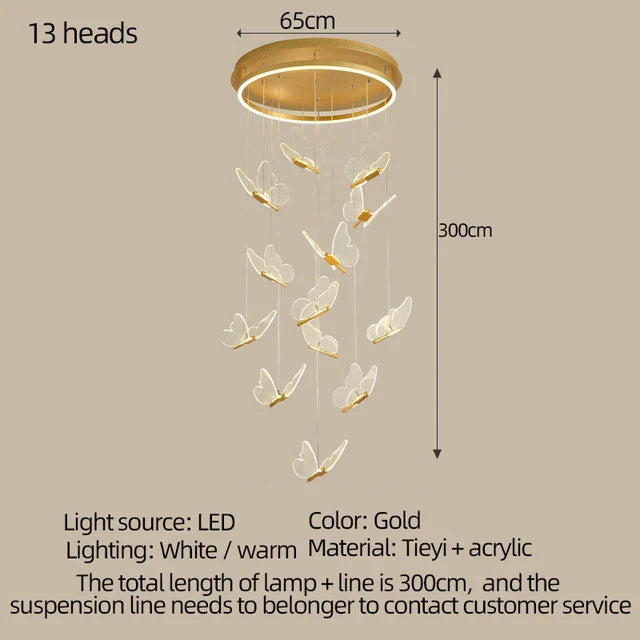 DecorBites™ Butterfly Acrylic LED Chandelier for Bedroom & Home Decor