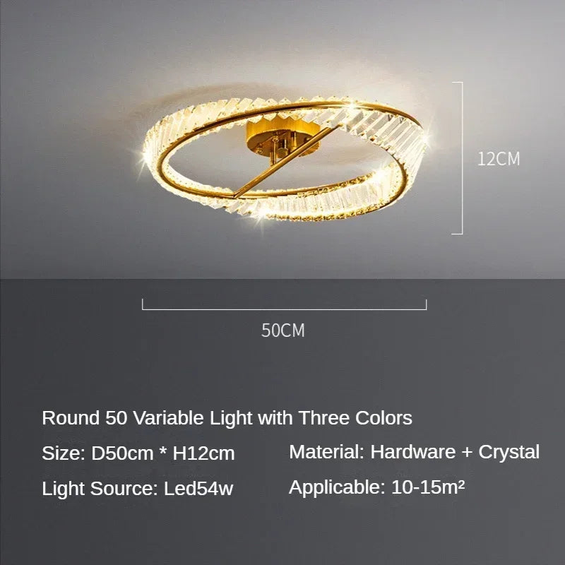 DecorBites™ Crystal Ring Ceiling Lamp - Modern Luxury LED Chandelier for Master Bedroom & Living Room