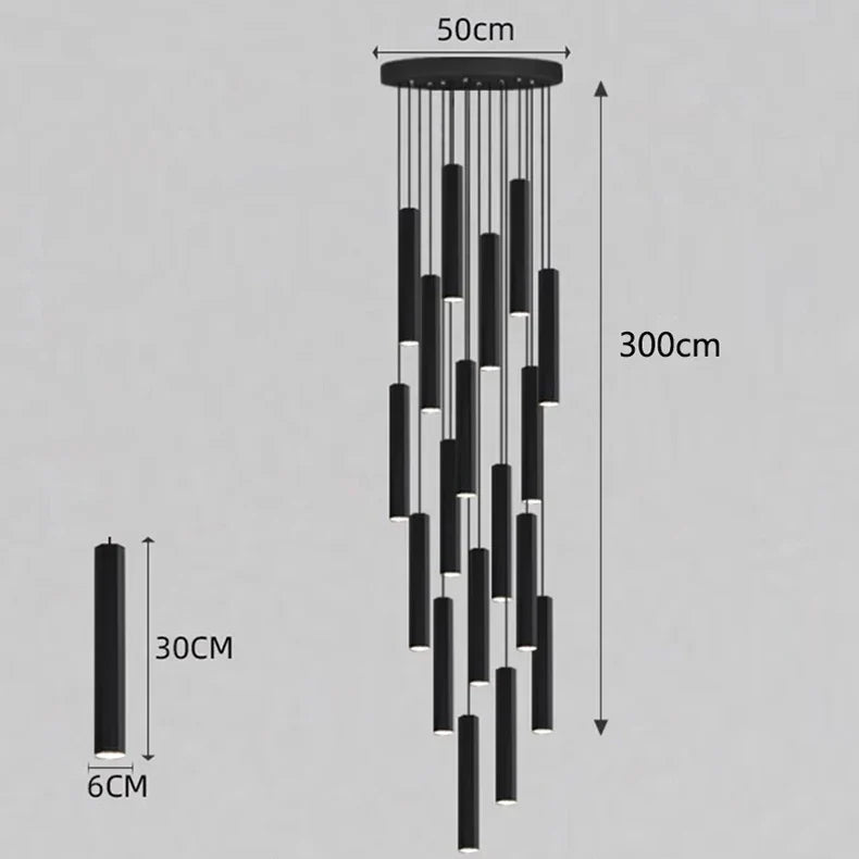 DecorBites™ Crystal Chandelier Stair Pendant Lamp Living Room Lighting