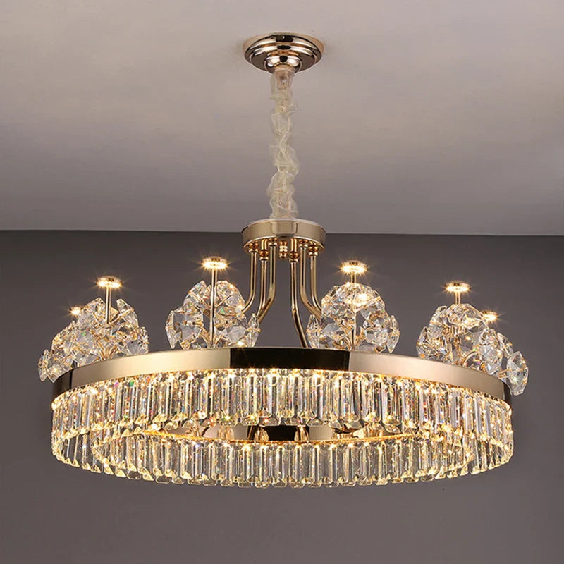 DecorBites™ Crystal Chandelier: Postmodern Light Luxury Double-Layer Pendant for Home Living Room