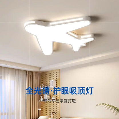 DecorBites™ Kids Bedroom Ceiling Lamp Full Spectrum Eye Protection Cream Wind Airplane Theme