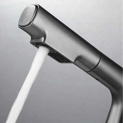 DecorBites™ Brass Basin Faucet: Pull Out, Hot & Cold Mixer, 360° Lift, Bathroom Sink Tap