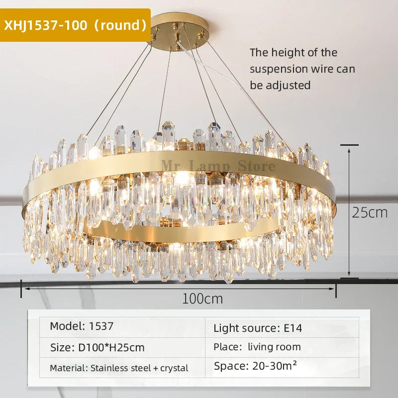 DecorBites™ Crystal Chandelier: Post-Modern High-End Luxury for Living Room, Bedroom, and Restaurant