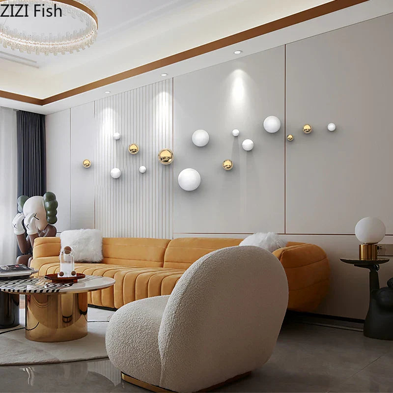 DecorBites™ Gold Ball Wall Hanging Ornaments Spherical Crafts Room Decor Display Pendants