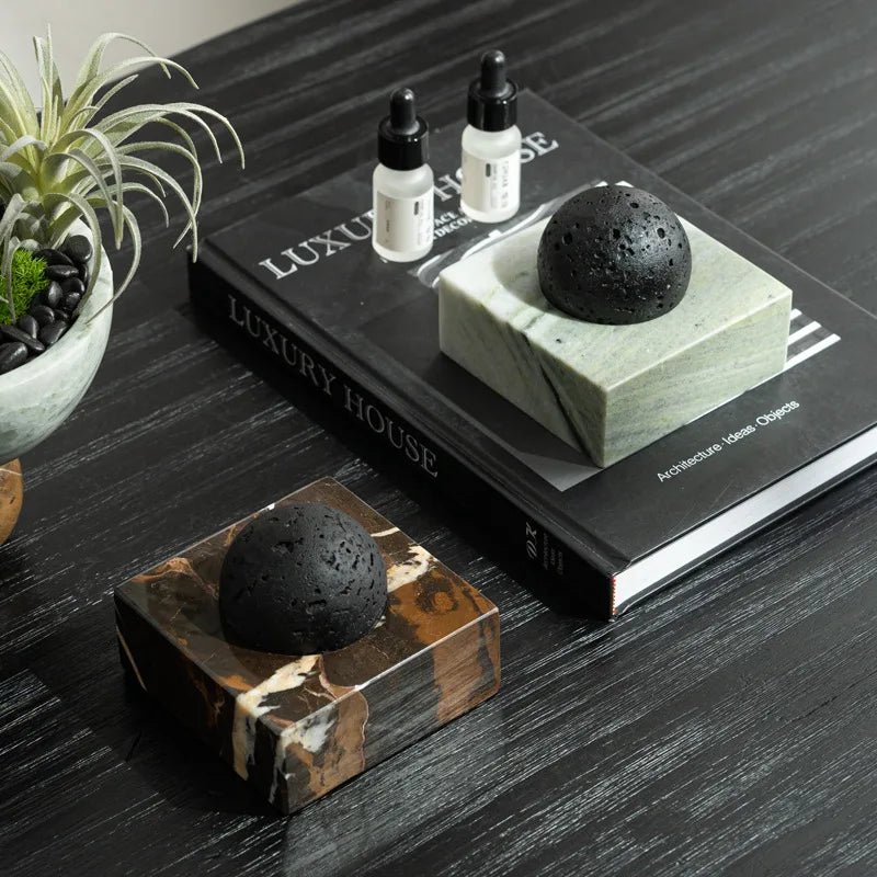 DecorBites™ Lava Rock Stone Diffuser, Marble Base, Luxury Essential Oil Diffusers for Home Offices