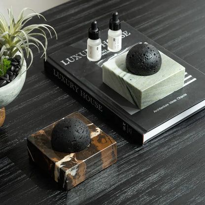 DecorBites™ Lava Rock Stone Diffuser, Marble Base, Luxury Essential Oil Diffusers for Home Offices