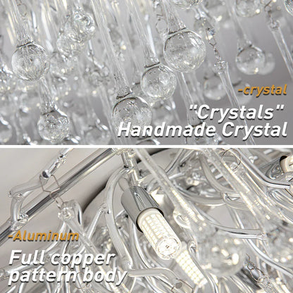 DecorBites™ Crystal Teardrop Gold Ceiling Chandelier for Elegant Living Room Bedroom Dining Kitchen