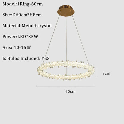 DecorBites™ K9 Crystal Round Chandelier: Modern LED Pendant Lamp for Home, Living Room, Bedroom, Lobby