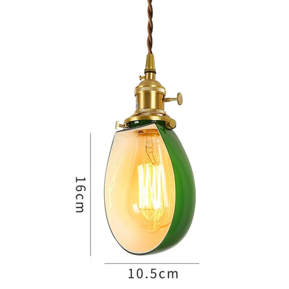 DecorBites™ Green Glass LED Pendant Lights: Vintage Japanese-America Style Hanging Lamp