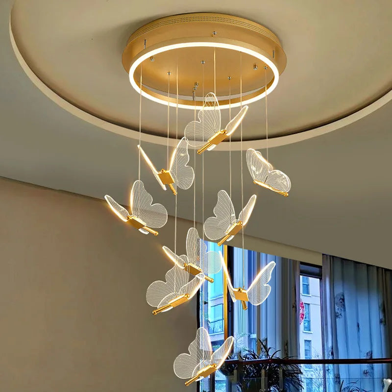 Luces colgantes de mariposa LED Gold™ Decorbites para escaleras de casa, sala de estar, dormitorios, candelabros