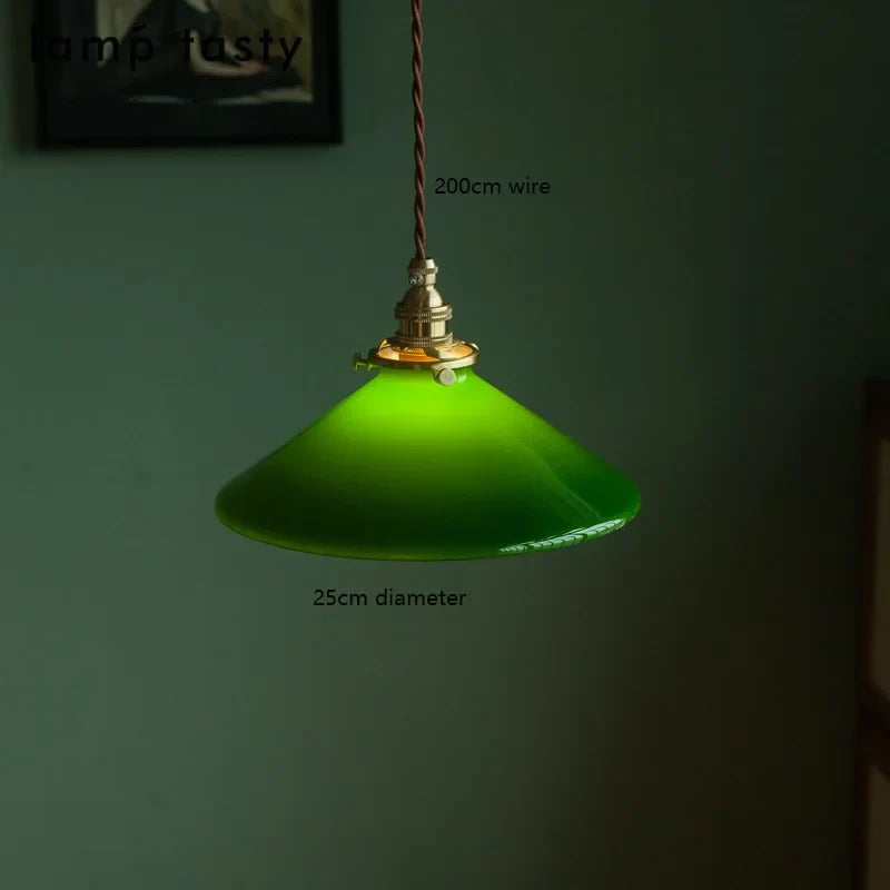 Luces colgantes LED de vidrio verde Decorbites™: Lámpara colgante de estilo vintage japonés-americano