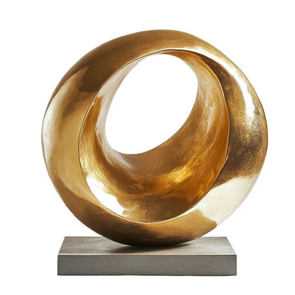 DecorBites™ Golden Ring Abstract Resin Figurines, Home Decor, Geometric Design