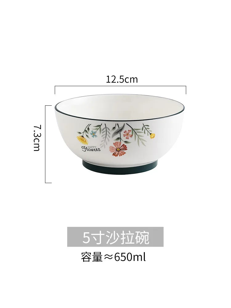 Juego de plato y tazón para fideos de arroz DecorBites™ de porcelana fina