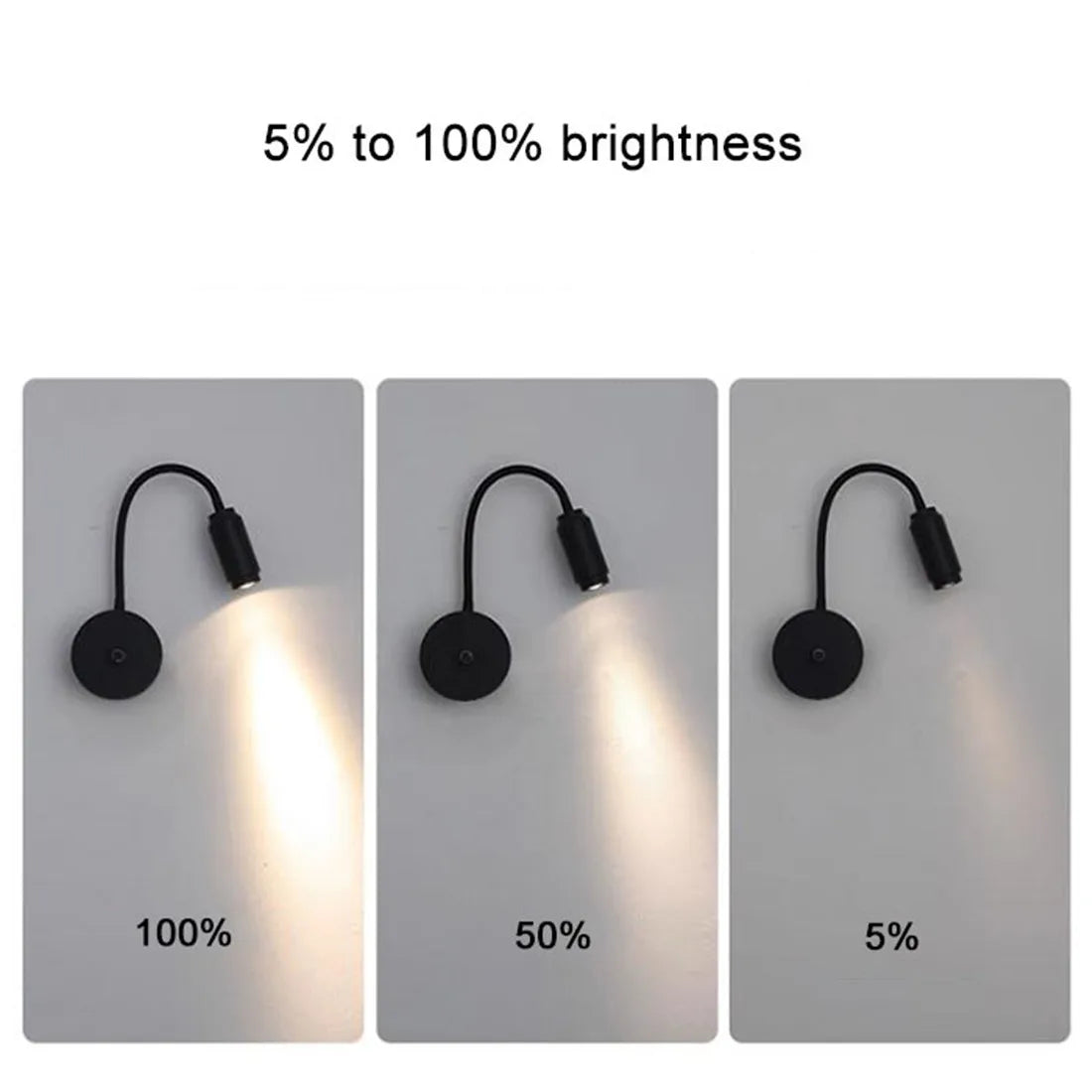 DecorBites™ 10W Black Knob Switch LED Wall Light with Adjustable Beam Angle