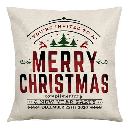 DecorBites™ Christmas Linen Cushion Cover 45x45cm Sofa Home Party Decor