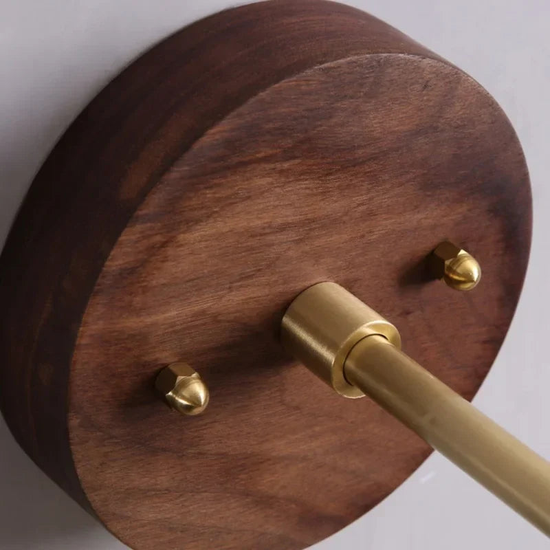 DecorBites™ Glass Wall Light Fixture Walnut Wood Modern Nordic Pull Chain Switch Lamparas