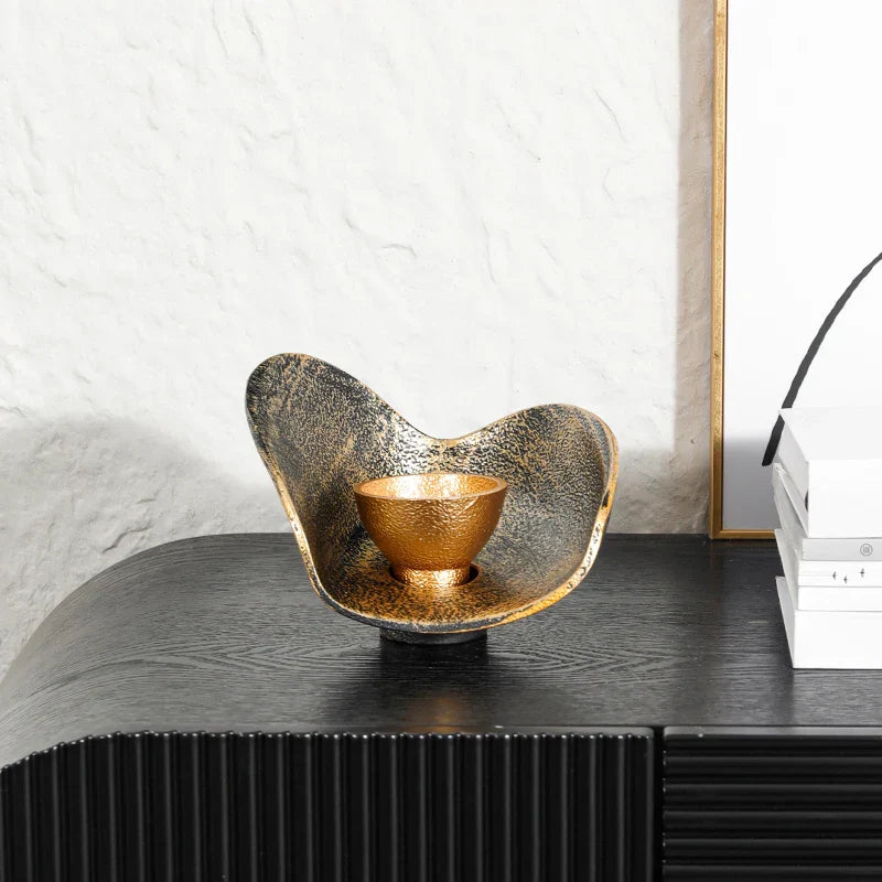 DecorBites™ Gold Geometric Candlestick Bowl - Elegant Home Decor & Centerpiece