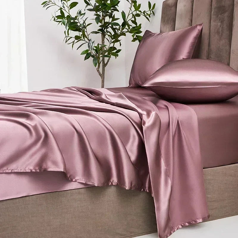 Decobites Satin Queen/ King Bed Sheets Set - Luxurious, High Quality, Solid Colors