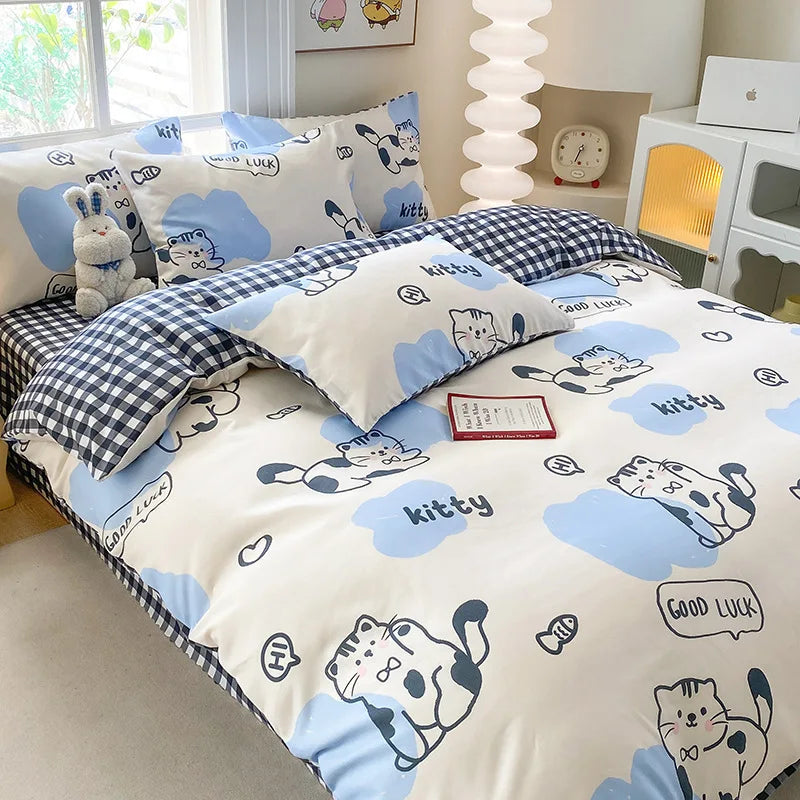 DecorBites™ Cute Printed Cotton Duvet Cover for Double Queen Bed - Cozy & Non-Fading