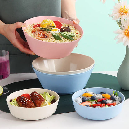 Plastic Household Rice Bowl Nordic Style Large-capacity Noodle Bowl Thickened Wheat Straw Soup Bowls Kitchen Tableware Tools