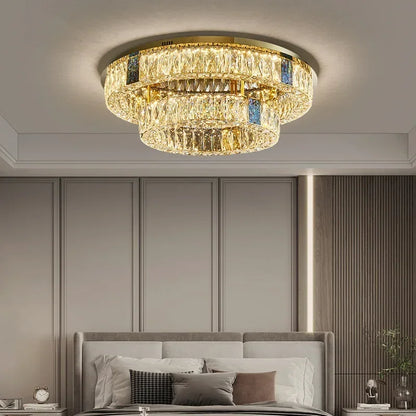 DecorBites™ Crystal LED Ceiling Lamp: Modern Stainless Steel Chandelier for Living Room, Bedroom & Kitchen.