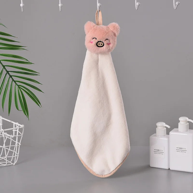 DecorBites™ Cartoon Rabbit Coral Fleece Hand Towel: Soft, Absorbent, Quick-Dry Terry Towel