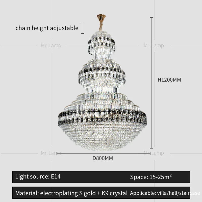 DecorBites™ Crystal Chandelier Luxury Duplex Building Hollow Luxury Lamp