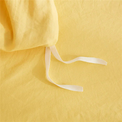 DecorBites™ Luxe Furball Tasseled Yellow Bedding Set Queen/King Size Duvet Cover & Soft Bed Cover Sets