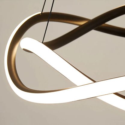 DecorBites™ Black Geometric LED Ring Chandelier for Elegant Spaces