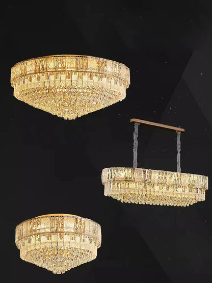 DecorBites™ K9 Crystal Gold Chandelier Lighting for Living Room