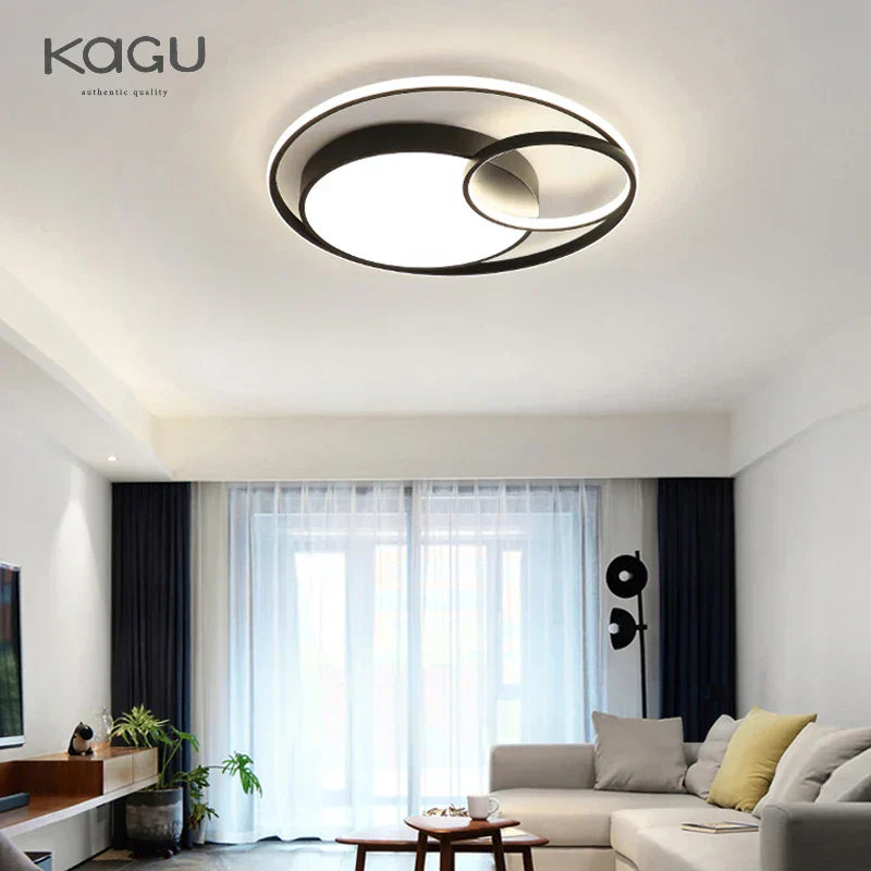 DecorBites™ Black Modern LED Ceiling Lights, Dimmable Round Ring Light Fixtures for Living Room