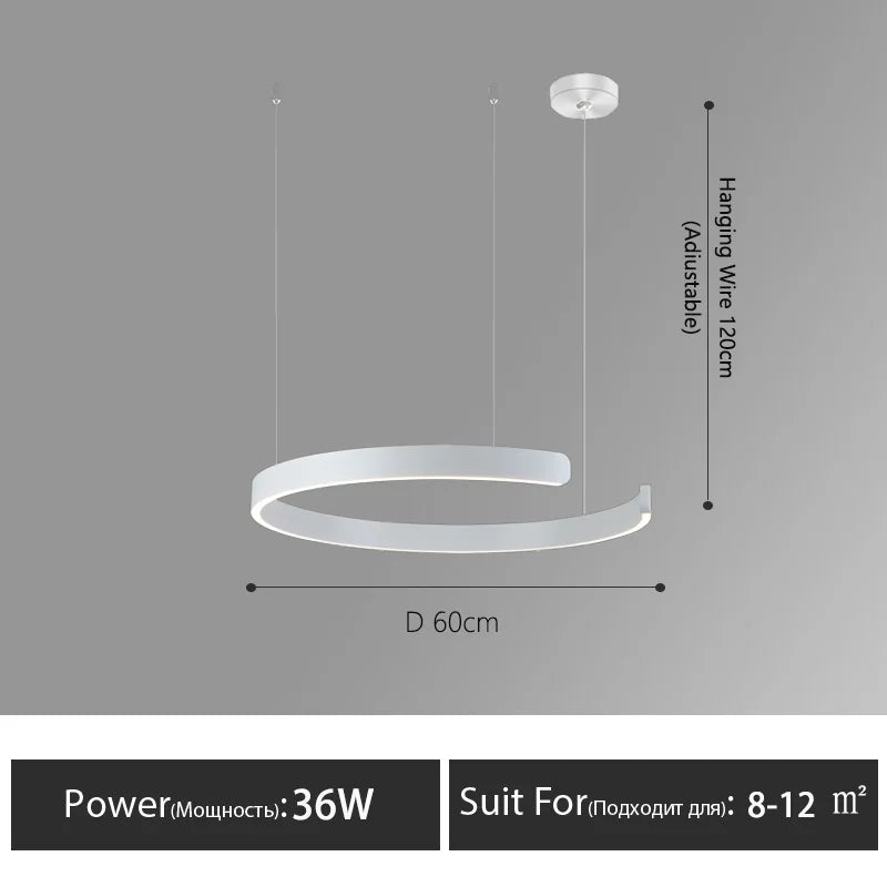 DecorBites™ LED Round Ring Chandelier for Dining Room, Living Room, and Bedroom