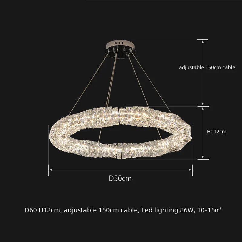 DecorBites™ Dimmable Crystal Chandelier Pendant Light for Modern Luxury Living Room.