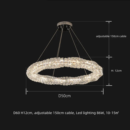 DecorBites™ Dimmable Crystal Chandelier Pendant Light for Modern Luxury Living Room.