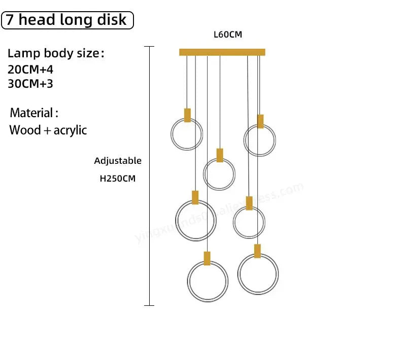 DecorBites™ LED Wooden Staircase Chandelier Ceiling Lights - Modern Hanging Pendant Lamps