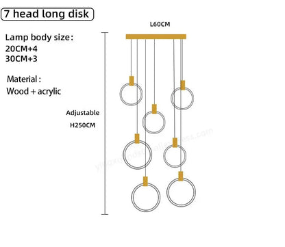 DecorBites™ LED Wooden Staircase Chandelier Ceiling Lights - Modern Hanging Pendant Lamps
