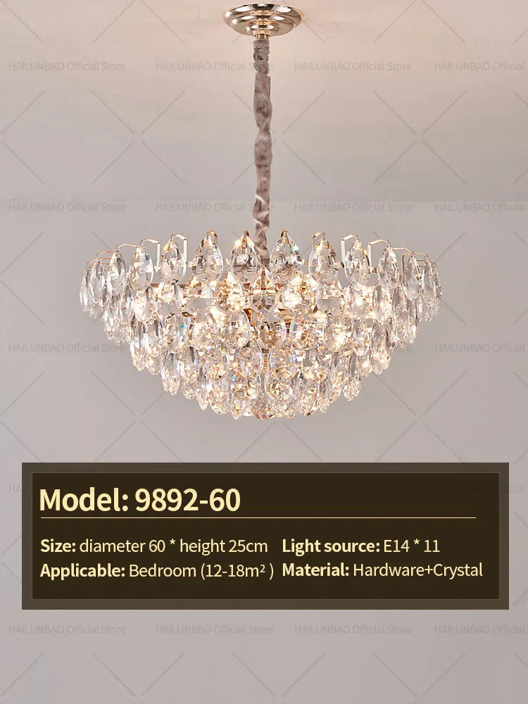 DecorBites™ Crystal Chandelier Ceiling Light for Living Room Bedroom Dining Room