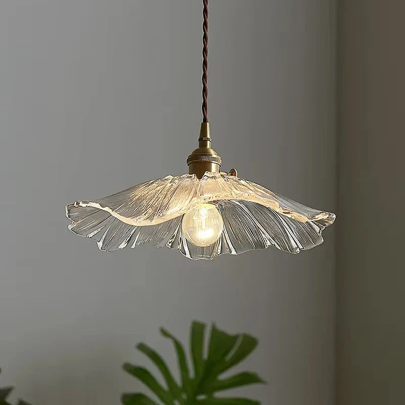 Vintage Flower Glass Pendant Light Fixture