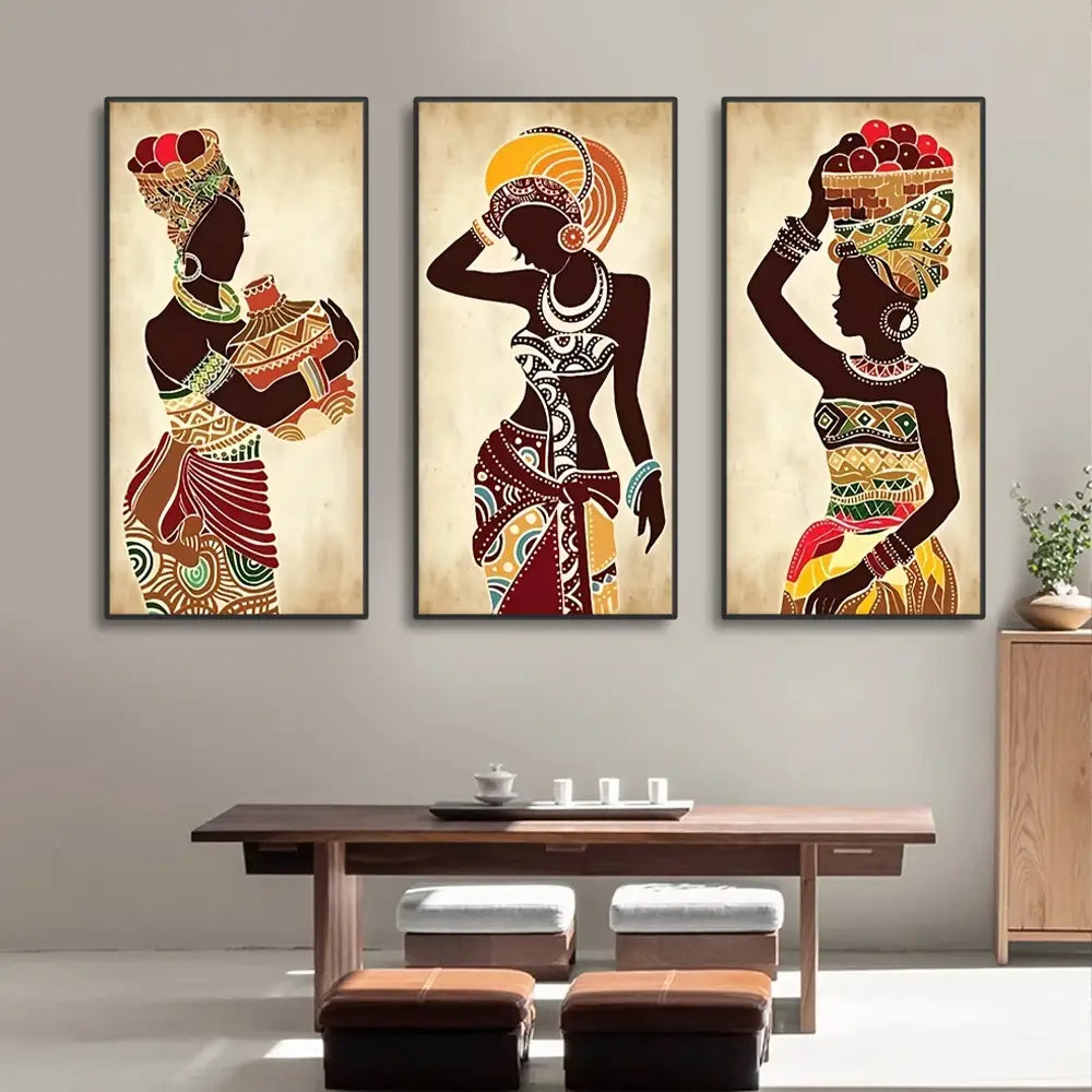 Decorbites™ Afrikanische Frau Leinwand-Wandkunst-Set