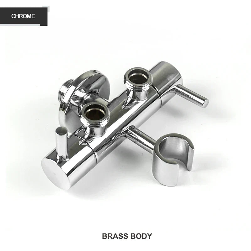 DecorBites™ Brass Bidet Shower Head with Double Outlet Angle Valve