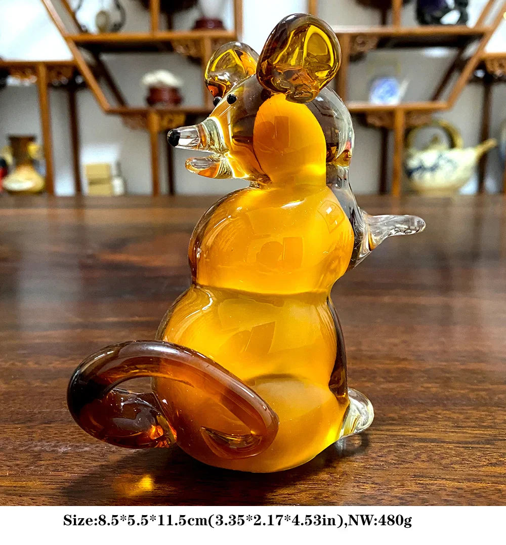 DecorBites™ Handmade Crystal Sika Deer Figurine Blown Glass Animal Craft Home Decor