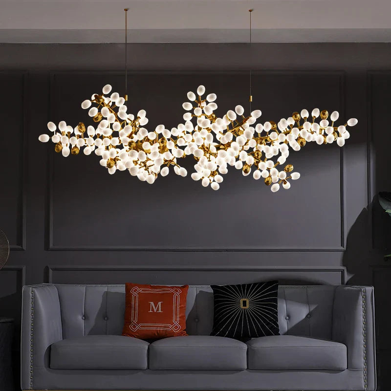 Lámparas colgantes de cristal en forma de candelabro de uva dorada Decorbites™ para sala de estar y comedor