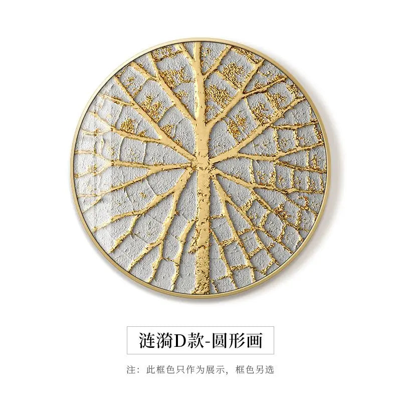 Pintura decorativa abstracta en lámina de oro Decorbites™ para espacios de comedor de lujo