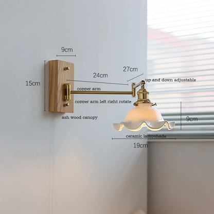 DecorBites™ Ceramic LED Wall Light with Copper Arm, Modern Design, Up Down Lampshade
