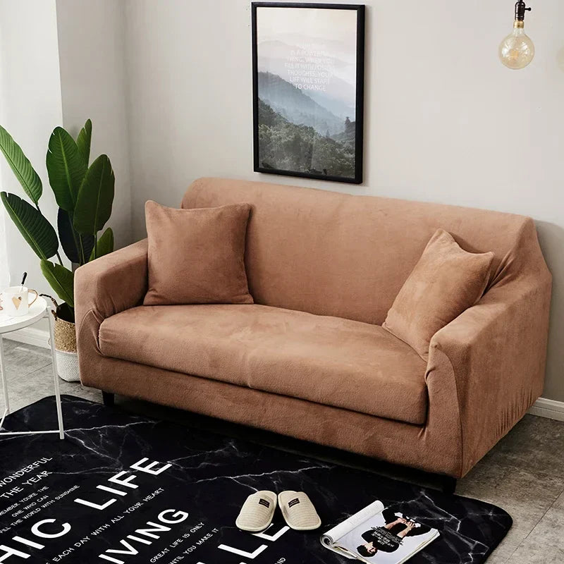 Decobites Solid Color Elastic Thicken Sofa Cover - Soft Stretch Spandex Slipcover