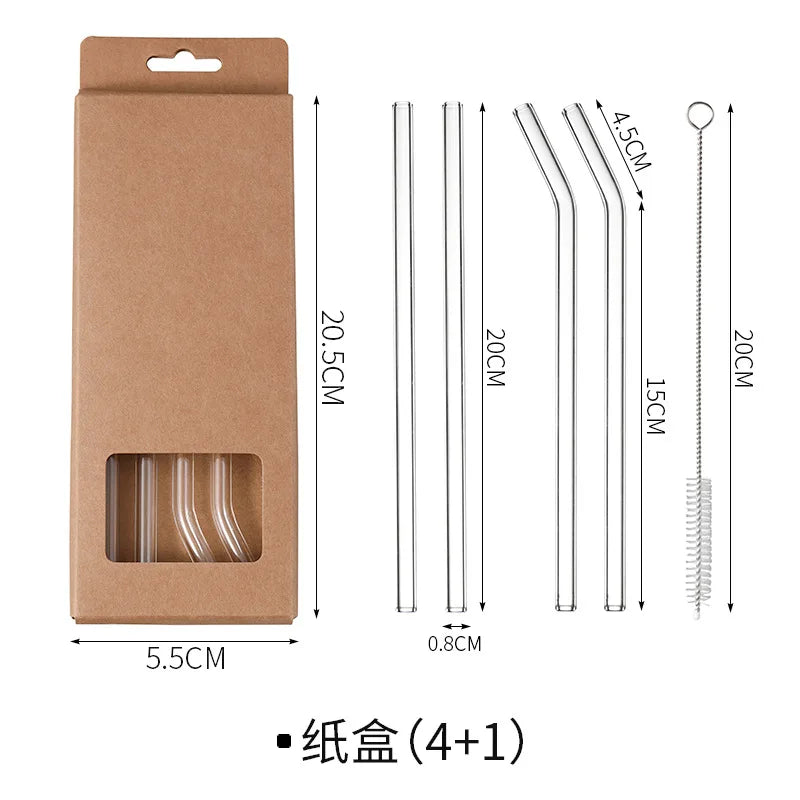 DecorBites™ Glass Straws: Reusable Eco-Friendly Drinking Straws with Brushes