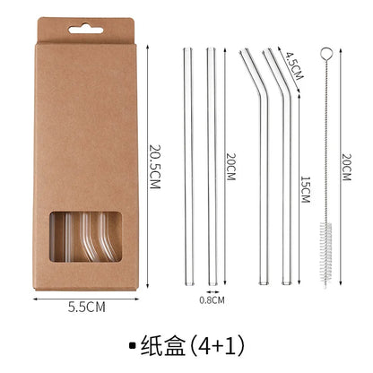 DecorBites™ Glass Straws: Reusable Eco-Friendly Drinking Straws with Brushes