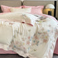 Decobites Luxury Butterfly Flowers Embroidery White/Pink Bedding Set