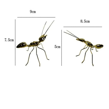 DecorBites™ Golden Metal Ants Decorative Figurines Insect Home Decor Pieces